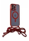 Mey İthalat®  iPhone 13 Pro Max Kılıf Divo Lazer Askılı Magsafe Kapak - Kırmızı