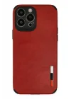 Mey İthalat®   iPhone 13 Pro Max Kılıf Loop Deri Silikon - Kırmızı