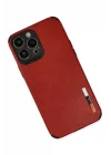 Mey İthalat®   iPhone 13 Pro Max Kılıf Loop Deri Silikon - Kırmızı