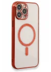 Mey İthalat®  iPhone 13 Pro Max Kılıf Magneticsafe Lazer Silikon - Kırmızı