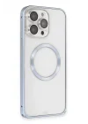 Mey İthalat®  iPhone 13 Pro Max Kılıf Metal Bumper Magneticsafe Kapak - Sierra Blue