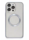 Mey İthalat®  iPhone 13 Pro Max Kılıf Metal Bumper Magneticsafe Kapak - Sierra Blue