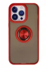 Mey İthalat®  iPhone 13 Pro Max Kılıf Montreal Yüzüklü Silikon Kapak - Kırmızı