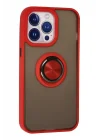 Mey İthalat®  iPhone 13 Pro Max Kılıf Montreal Yüzüklü Silikon Kapak - Kırmızı