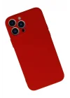 Mey İthalat®  iPhone 13 Pro Max Kılıf Nano içi Kadife Silikon - Kırmızı