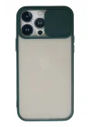 Mey İthalat®  iPhone 13 Pro Max Kılıf Palm Buzlu Kamera Sürgülü Silikon - Yeşil