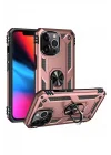 Mey İthalat®  iPhone 13 Pro Max Kılıf Sofya Yüzüklü Silikon Kapak - Rose