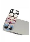 Mey İthalat®  iPhone 13 Pro Max Rainbow Kamera Lens Koruma Cam - Koyu Kırmızı