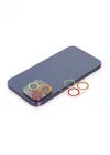 Mey İthalat®  iPhone 13 Pro Max Renkli Kamera Lens Koruma Cam - Turuncu-Kırmızı