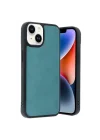 Mey İthalat®  iPhone 14 Kılıf Aras Deri Kapak - Açık Yeşil