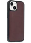 Mey İthalat®   iPhone 14 Kılıf Aras Deri Kapak - Bordo