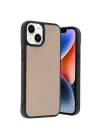 Mey İthalat®  iPhone 14 Kılıf Aras Deri Kapak - Pudra