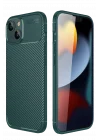 Mey İthalat®  iPhone 14 Kılıf Auto Focus Karbon Kapak - Koyu Yeşil