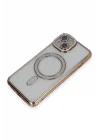 Mey İthalat®  iPhone 14 Kılıf Joke Simli Magneticsafe Kılıf - Gold