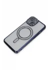 Mey İthalat®   iPhone 14 Kılıf Joke Simli Magneticsafe Kılıf - Lacivert