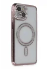Mey İthalat®   iPhone 14 Kılıf Joke Simli Magneticsafe Kılıf - Pembe