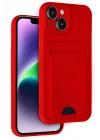 Mey İthalat®   iPhone 14 Kılıf Kelvin Kartvizitli Silikon - Kırmızı