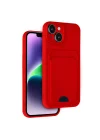Mey İthalat®   iPhone 14 Kılıf Kelvin Kartvizitli Silikon - Kırmızı