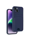 Mey İthalat®  iPhone 14 Kılıf Kelvin Kartvizitli Silikon - Lacivert