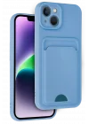 Mey İthalat®   iPhone 14 Kılıf Kelvin Kartvizitli Silikon - Mavi