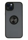 Mey İthalat®  iPhone 14 Kılıf Montreal Yüzüklü Silikon Kapak - Siyah