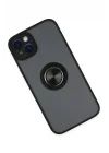 Mey İthalat®  iPhone 14 Kılıf Montreal Yüzüklü Silikon Kapak - Siyah