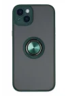 Mey İthalat®  iPhone 14 Kılıf Montreal Yüzüklü Silikon Kapak - Yeşil