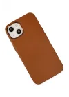 Mey İthalat®  iPhone 14 Plus Kılıf Asya Deri Silikon - Kahverengi