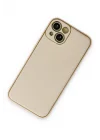 Mey İthalat®  iPhone 14 Plus Kılıf Coco Deri Silikon Kapak - Gold