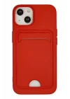 Mey İthalat®  iPhone 14 Plus Kılıf Kelvin Kartvizitli Silikon - Kırmızı