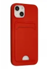 Mey İthalat®  iPhone 14 Plus Kılıf Kelvin Kartvizitli Silikon - Kırmızı