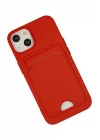 Mey İthalat®  iPhone 14 Plus Kılıf Kelvin Kartvizitli Silikon - Kırmızı