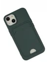 Mey İthalat®  iPhone 14 Plus Kılıf Kelvin Kartvizitli Silikon - Koyu Yeşil