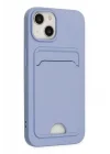 Mey İthalat®  iPhone 14 Plus Kılıf Kelvin Kartvizitli Silikon - Lila