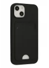 Mey İthalat®  iPhone 14 Plus Kılıf Kelvin Kartvizitli Silikon - Siyah