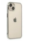 Mey İthalat®  iPhone 14 Plus Kılıf  Lensli Silikon - Gümüş