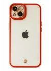 Mey İthalat®  iPhone 14 Plus Kılıf Liva Lens Silikon - Kırmızı