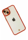 Mey İthalat®  iPhone 14 Plus Kılıf Liva Lens Silikon - Kırmızı