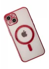 Mey İthalat®   iPhone 14 Plus Kılıf Magneticsafe Lazer Silikon - Kırmızı