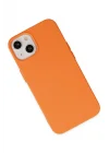 Mey İthalat®  iPhone 14 Plus Kılıf Nano içi Kadife Silikon - Turuncu