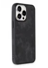 Mey İthalat®   iPhone 14 Pro Kılıf Aras Deri Kapak - Siyah