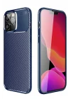 Mey İthalat®  iPhone 14 Pro Kılıf Auto Focus Karbon Kapak - Lacivert