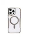Mey İthalat®   iPhone 14 Pro Kılıf Boyi Magsafe Silikon Kapak - Gümüş