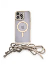 Mey İthalat®  iPhone 14 Pro Kılıf Divo Lazer Askılı Magsafe Kapak - Gold