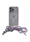 Mey İthalat®  iPhone 14 Pro Kılıf Divo Lazer Askılı Magsafe Kapak - Lila