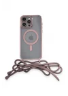 Mey İthalat®  iPhone 14 Pro Kılıf Divo Lazer Askılı Magsafe Kapak - Pembe