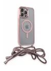 Mey İthalat®  iPhone 14 Pro Kılıf Divo Lazer Askılı Magsafe Kapak - Pembe