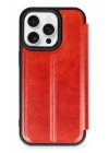Mey İthalat®   iPhone 14 Pro Kılıf Flip Cover - Kırmızı
