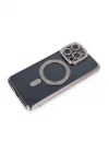 Mey İthalat®   iPhone 14 Pro Kılıf Joke Simli Magneticsafe Kılıf - Gri