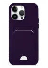 Mey İthalat®  iPhone 14 Pro Kılıf Kelvin Kartvizitli Silikon - Derin Mor
